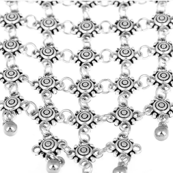 Turkish Silver Boho Gypsy Chain Ring Bracelet - Picture 4 of 4